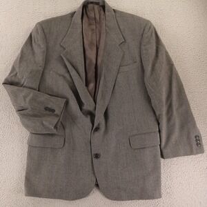 VTG Tweed Jacket L 44R Gray Herringbone 100% Wool Blazer Sport Coat Made in USA